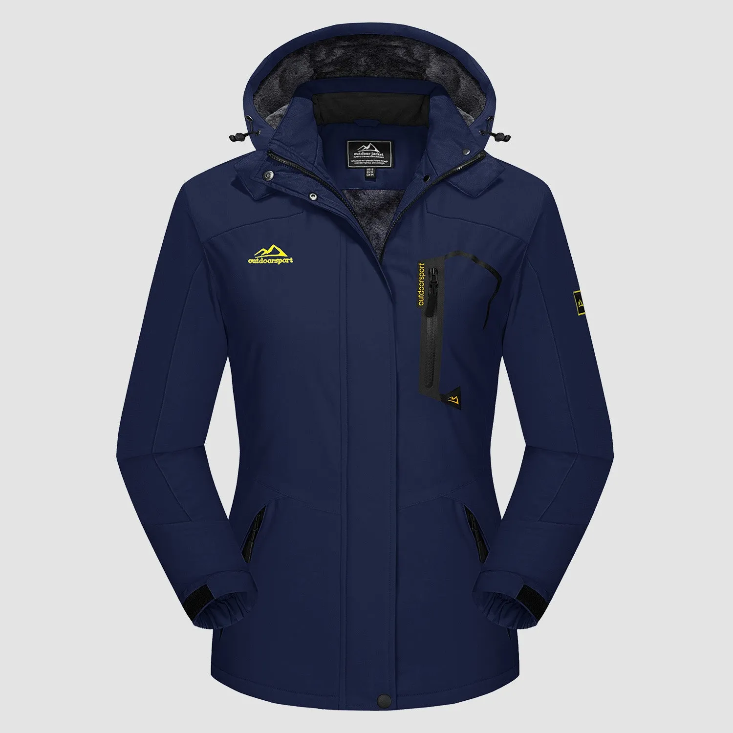 Women's Water-Resistant Fleece Ski Jacket with 4 Pockets - Warm Parka