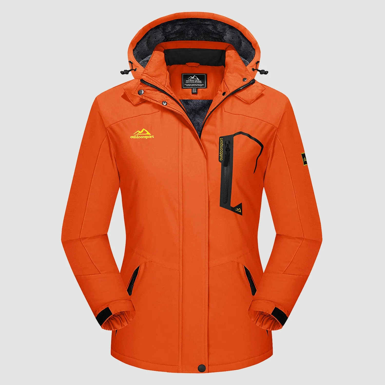 Women's Water-Resistant Fleece Ski Jacket with 4 Pockets - Warm Parka