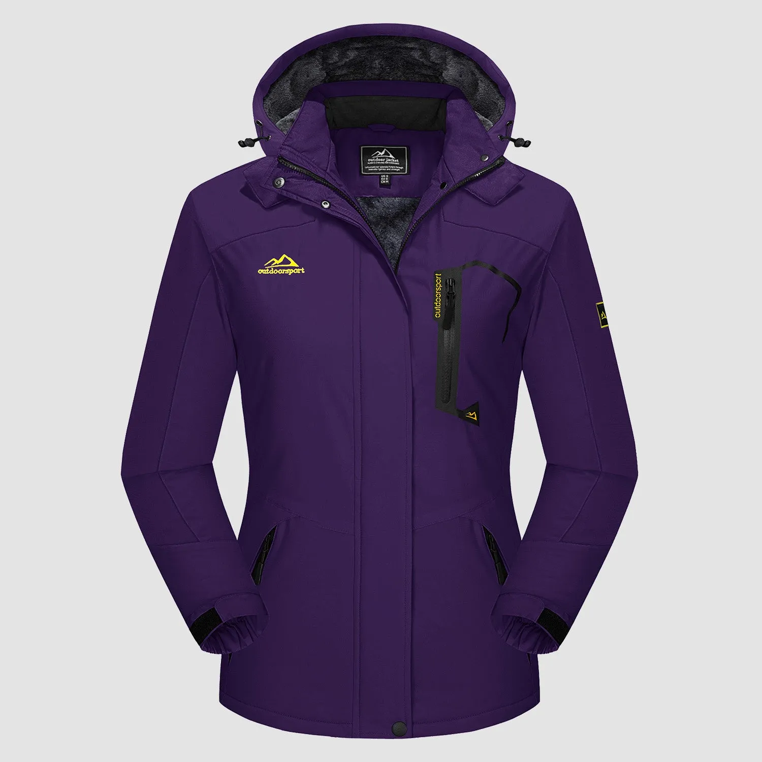 Women's Water-Resistant Fleece Ski Jacket with 4 Pockets - Warm Parka