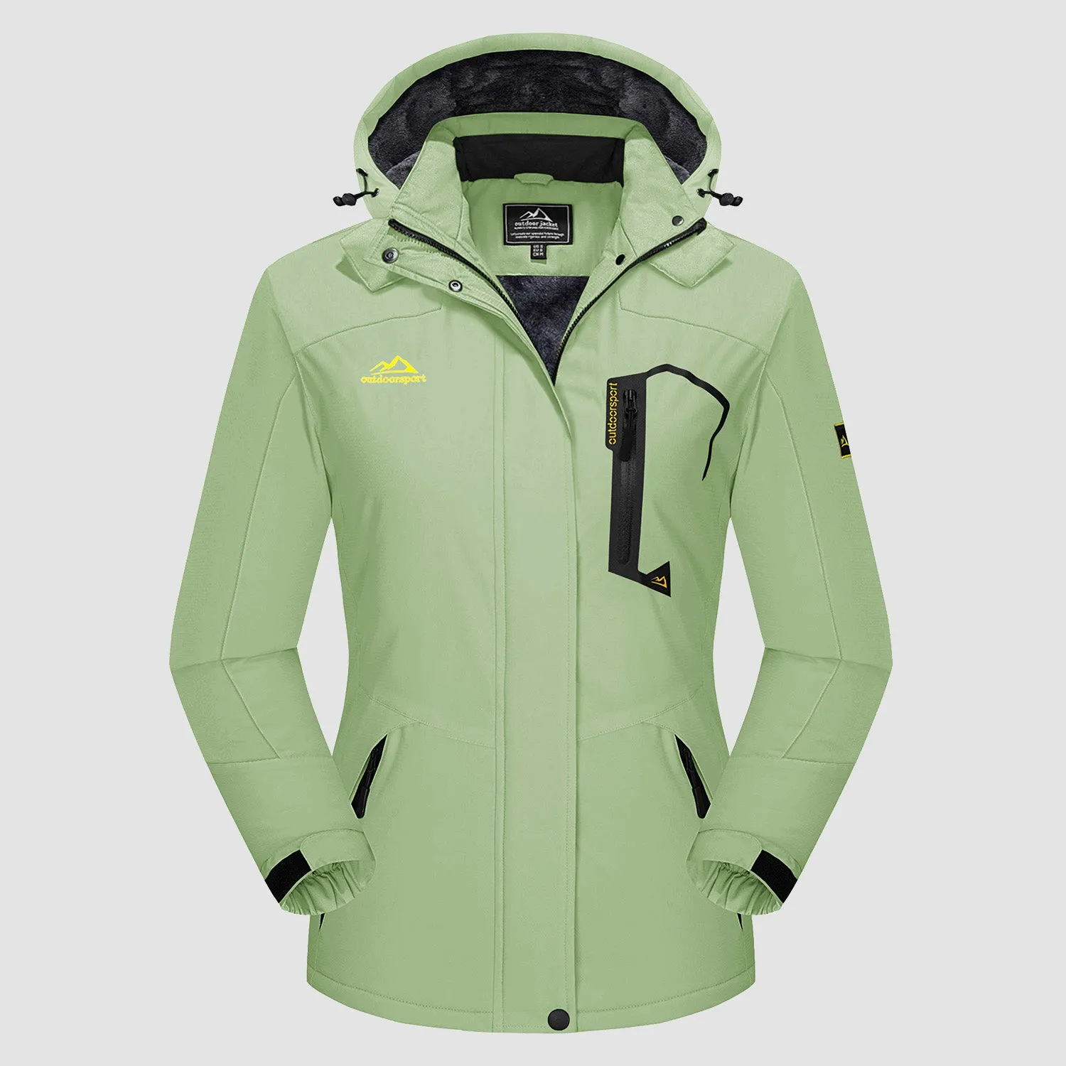 Women's Water-Resistant Fleece Ski Jacket with 4 Pockets - Warm Parka