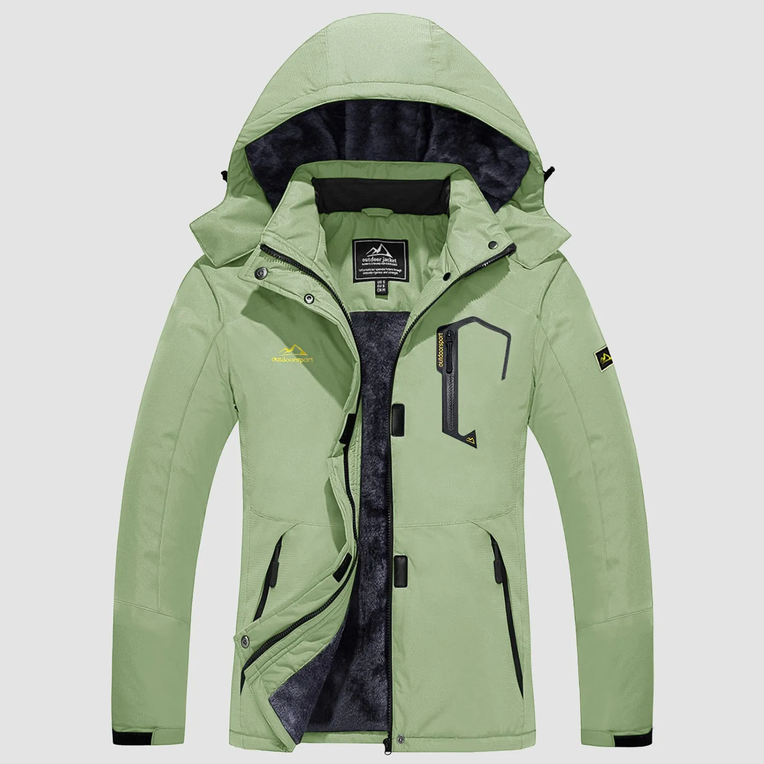 Women's Water-Resistant Fleece Ski Jacket with 4 Pockets - Warm Parka